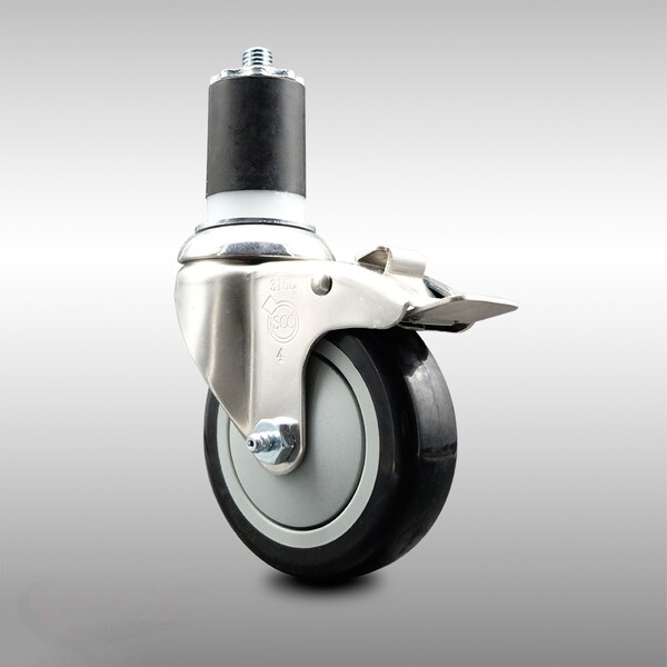 Service Caster 4 Inch 316SS Black Poly Swivel 1-3/4 Inch Expanding Stem Caster Lock Brake SCC SCC-SS316TTLEX20S414-PPUB-BLK-134 - main